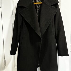 Diane Von Furstenberg Classic Black Wrap Coat